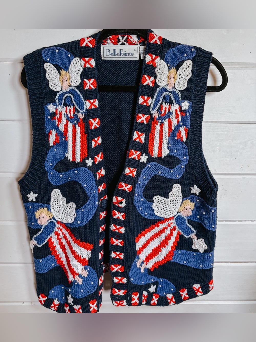 Vintage Belle Pointe Americana Angels Sweater Vest | Medium